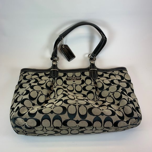 Coach shoulder hobo bag brown black canvas leather - Picture 1 of 11